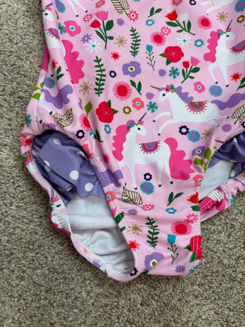 Millie Loves Lily Unicorn Ruffle One-Piece Swimsuit Little Girl Size 5